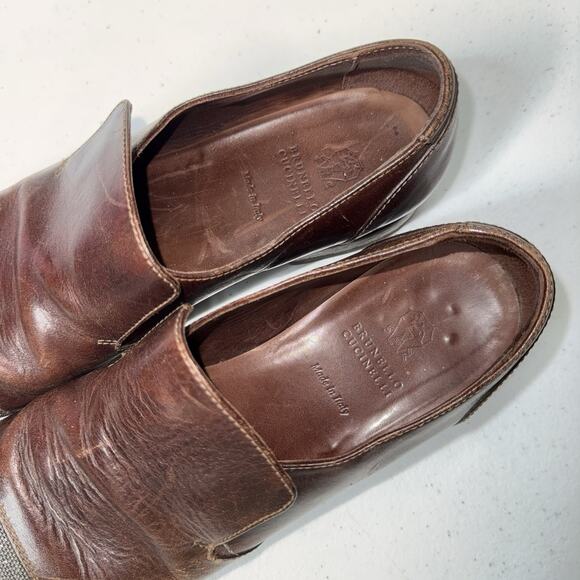 Brunello Cucinelli Women’s Brown Leather Loafer Monili Toe Size 38 - Picture 6 of 9